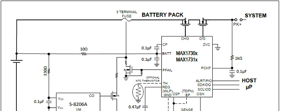 MAX17301带电量的应用框图