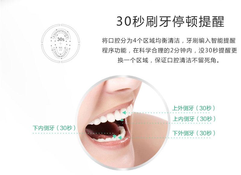 智能电动牙刷功能-30秒刷牙停顿提醒