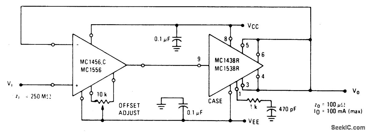 高输入阻抗，高输出电流电压跟随器
