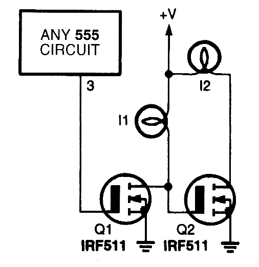 附加双闪光器的555电路