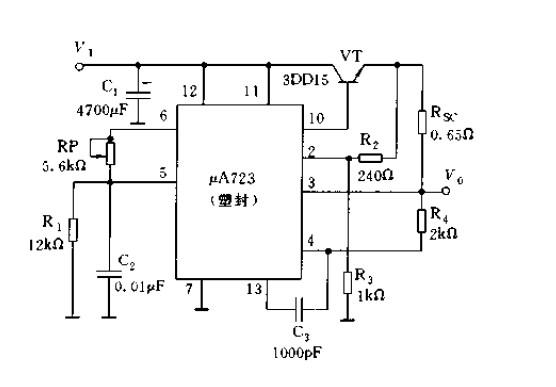 uA723构成的扩流型稳压电路