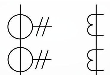 具有两个铁心每个铁心有一个次级绕组的电流互感器符号图