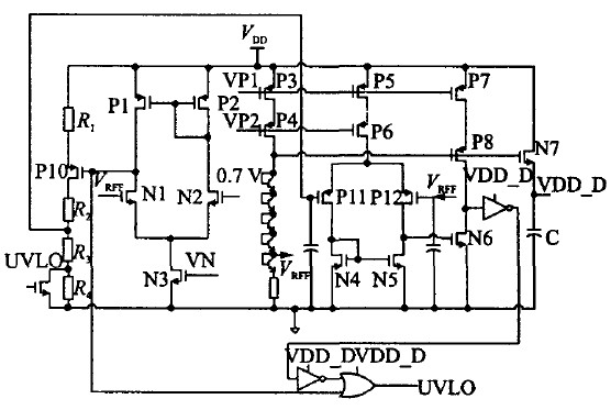 图4 欠压锁定和数字电源的具体电路图