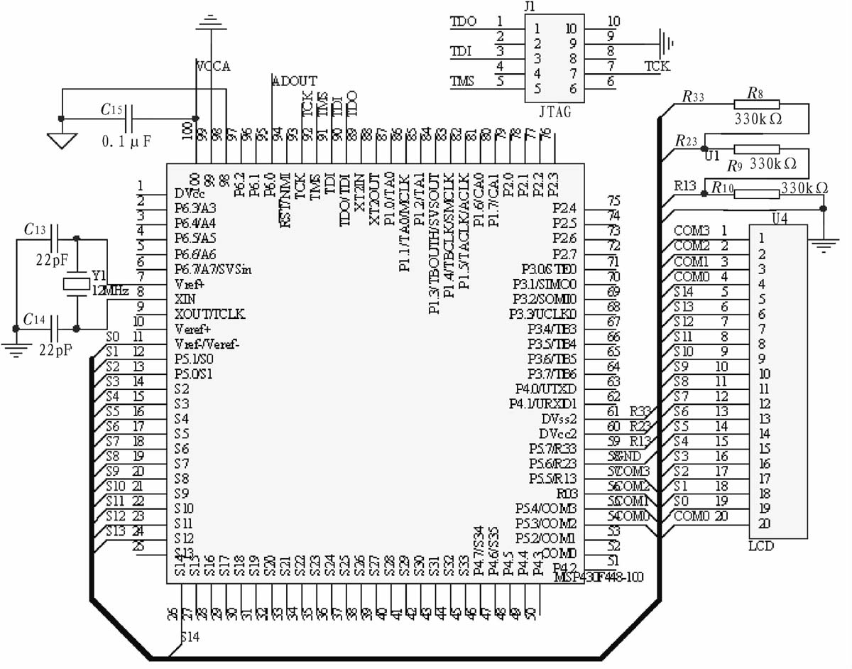 图4 A/D、LCD、JTAG电路