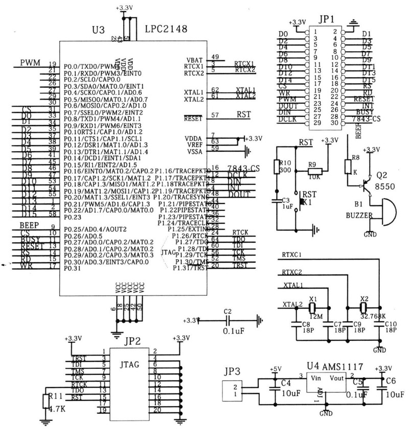 图3 微处理器控制电路原理图