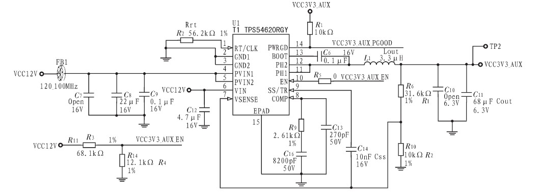 图3 3.3 V辅助电源电路