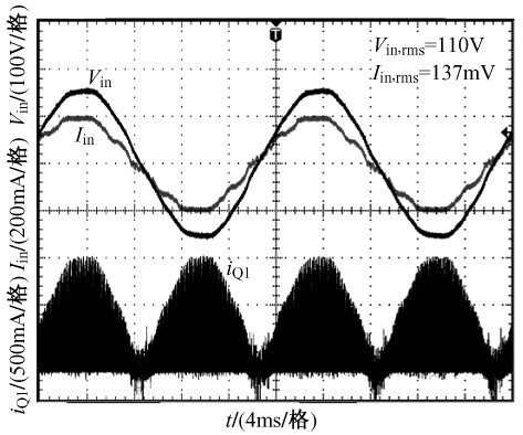 图7 输入电流、电压及主开关电流实验波形