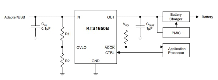 应用电路图 - Kinetic Technologies KTS1650B 电源开关 IC
