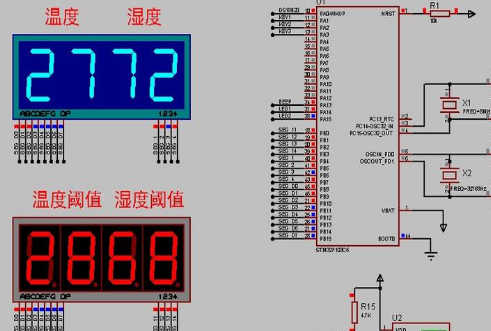 stm32 proteus仿真程序設計:dht11溫溼度 數碼管 按鍵 led,流程圖框圖