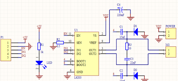 l6203直流电机驱动模块altium设计硬件原理图 pcb文件