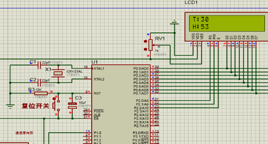 基於51單片機溫溼度檢測-dht11傳感器(proteus仿真 源程序)