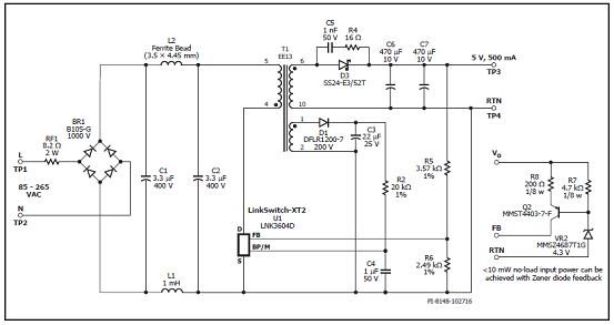 LNK3604通用输入设计电路